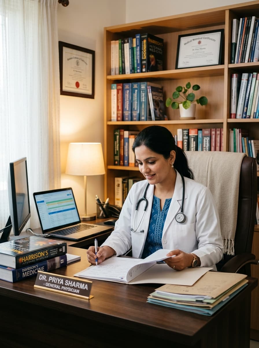 Dr. Aisha Mehta in her clinic
